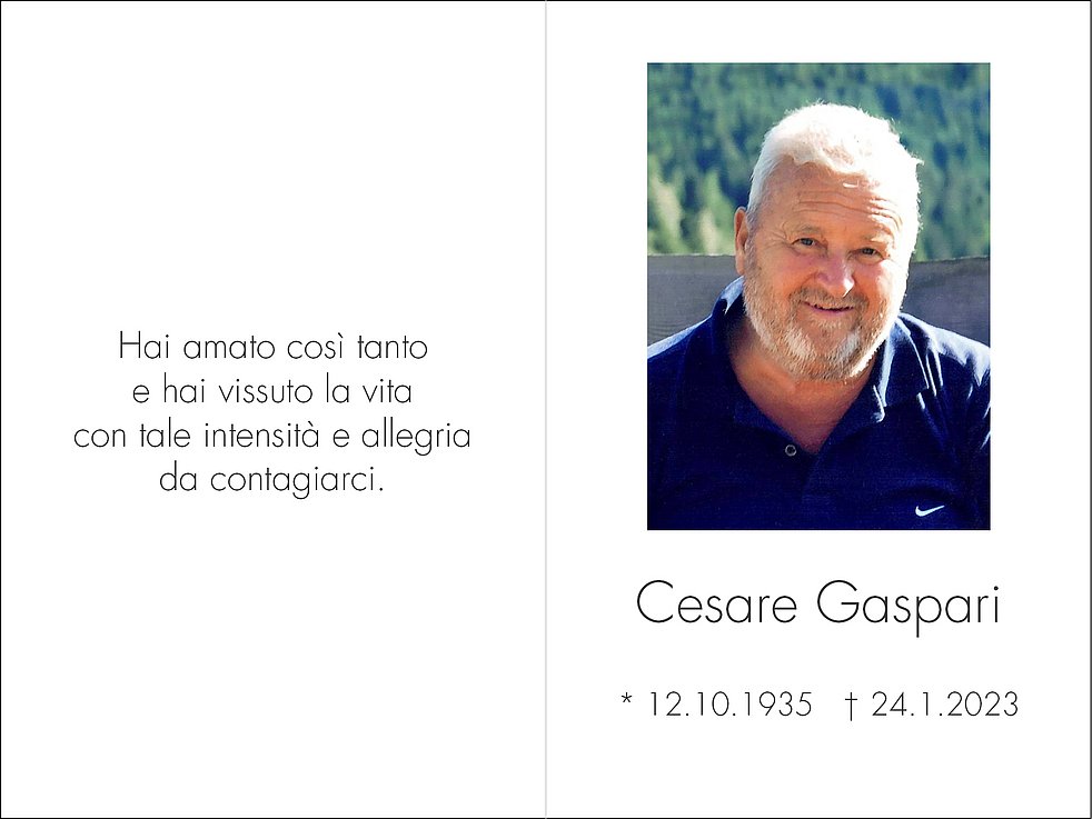 Cesare Gaspari aus Bozen - TrauerHilfe.it - das Südtiroler Gedenkportal