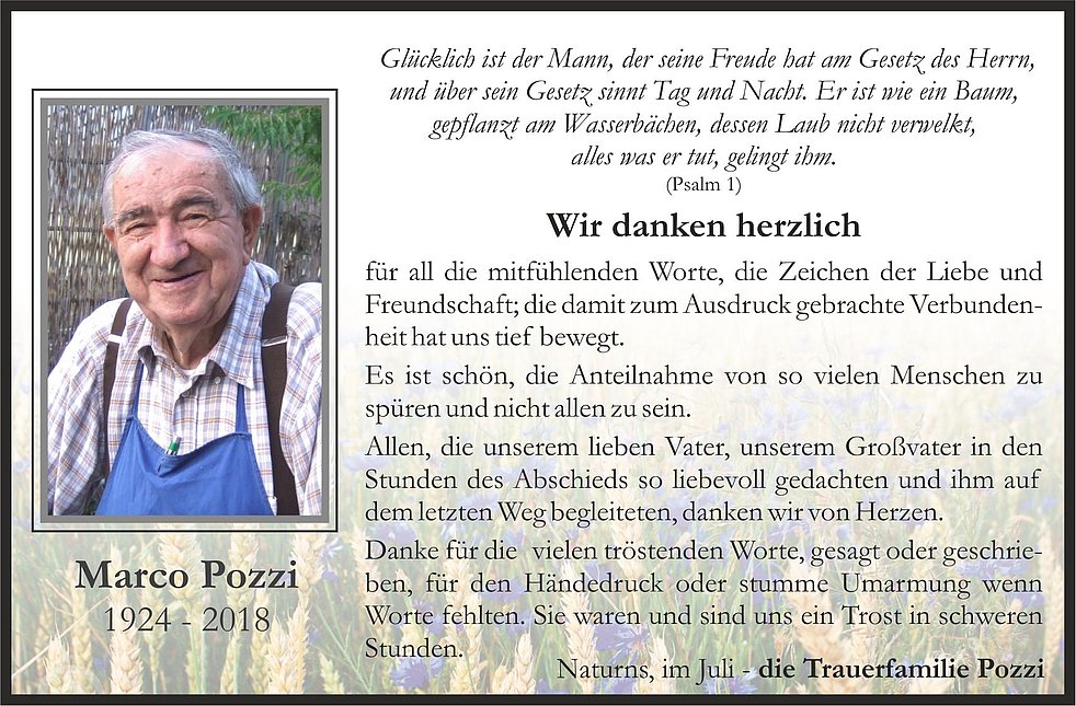 Marco Pozzi aus Naturns TrauerHilfe.it das Südtiroler Gedenkportal