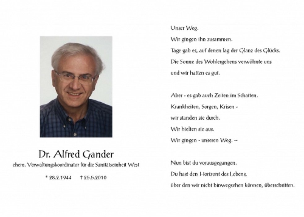 Dr. Alfred Gander aus Schlanders TrauerHilfe.it das Südtiroler