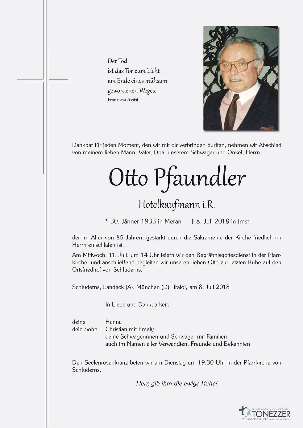 Otto Pfaundler aus außerhalb Südtirol - TrauerHilfe.it - das Südtiroler ...