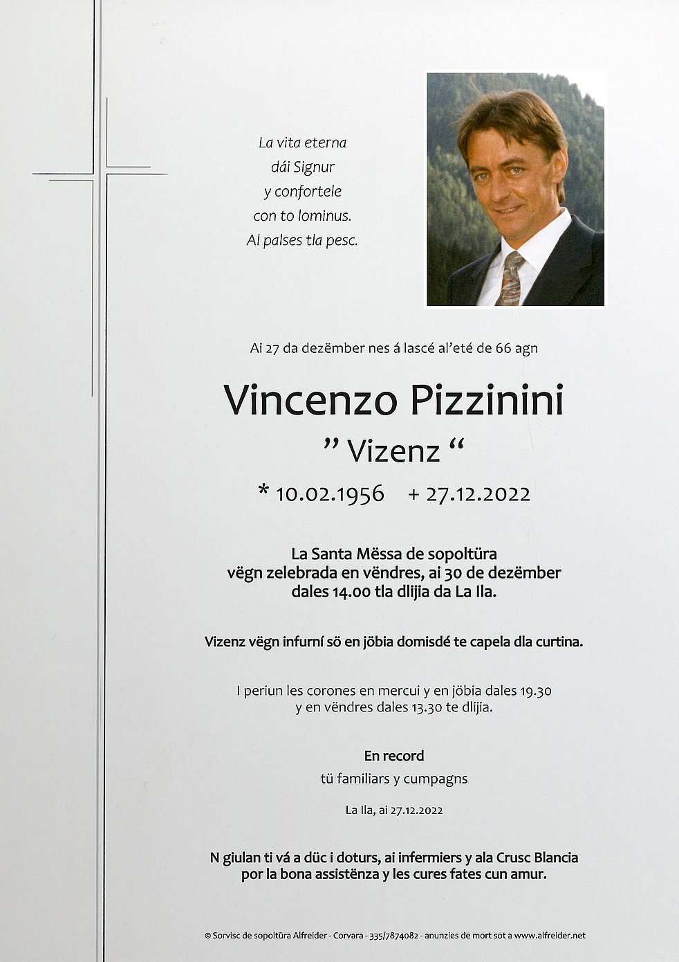 Vincenzo Pizzinini aus Abtei - TrauerHilfe.it - das Südtiroler Gedenkportal