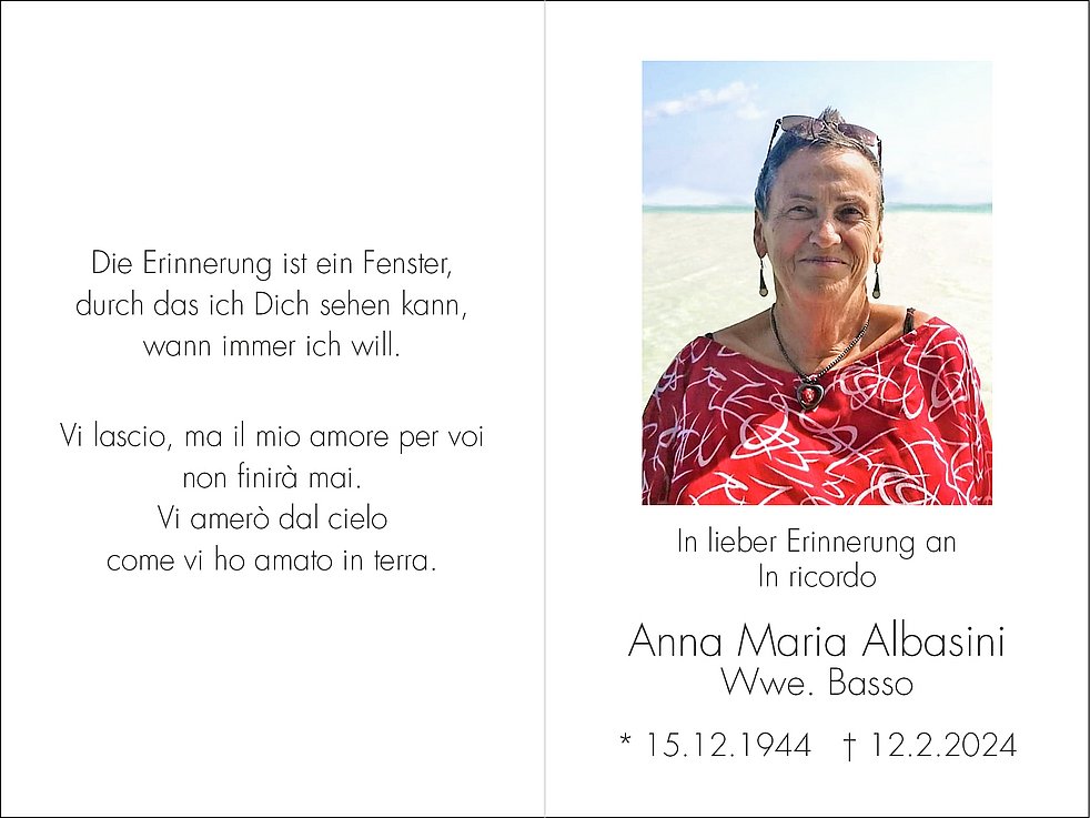 Anna Maria Albasini aus Bozen TrauerHilfe.it das Südtiroler