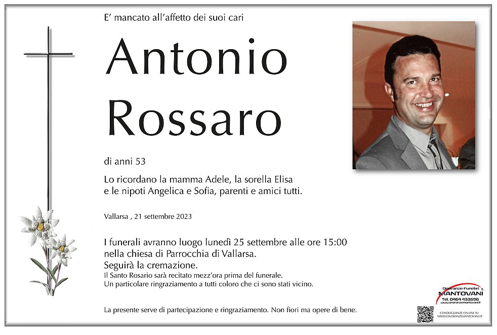 Antonio Rossaro aus außerhalb Südtirol TrauerHilfe.it das