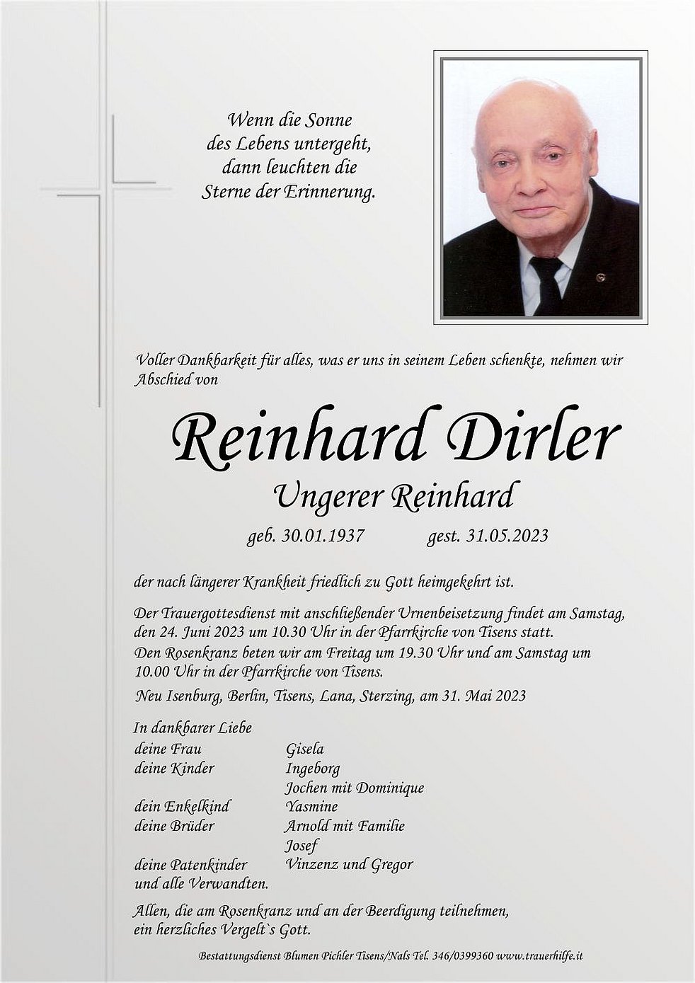 Reinhard Dirler aus außerhalb Südtirol - TrauerHilfe.it - das ...