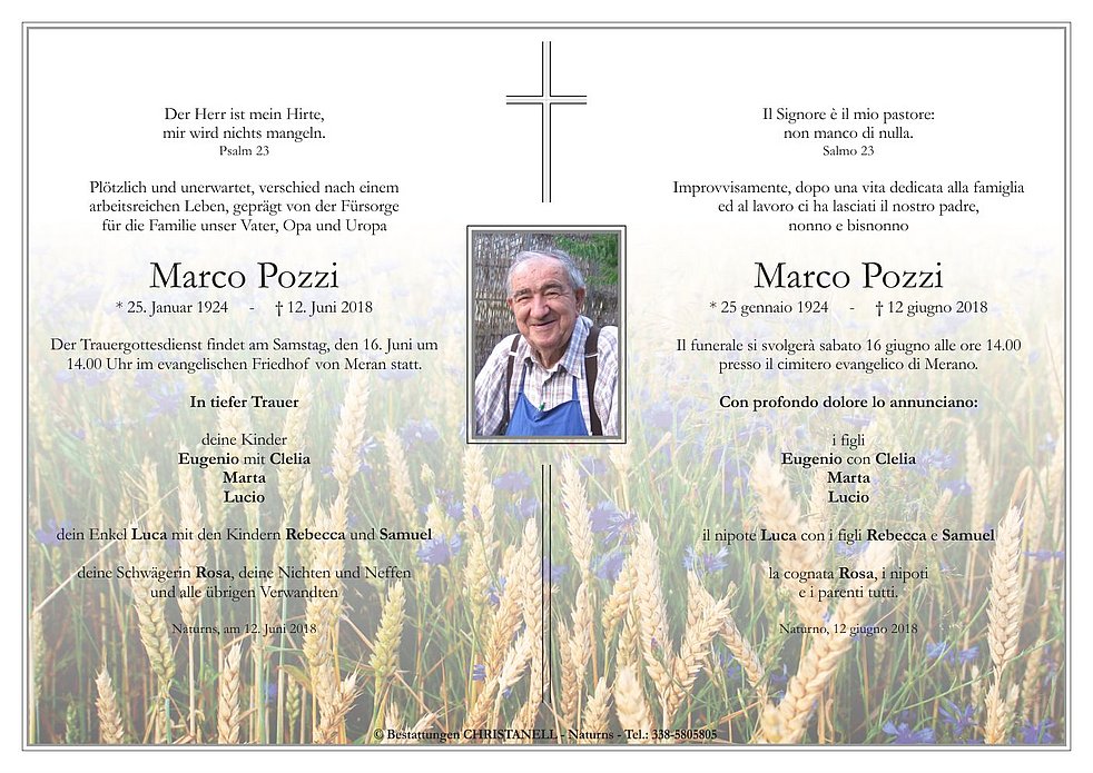 Marco Pozzi aus Naturns TrauerHilfe.it das Südtiroler Gedenkportal