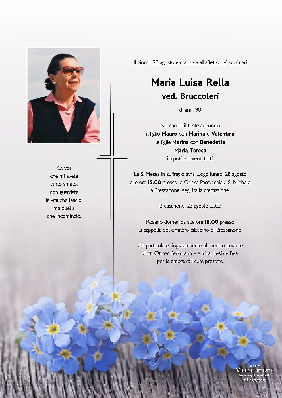 Maria Luisa Rella aus Brixen TrauerHilfe.it das Südtiroler Gedenkportal