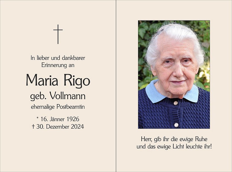 Maria Rigo aus St. Lorenzen - TrauerHilfe.it - das Südtiroler Gedenkportal