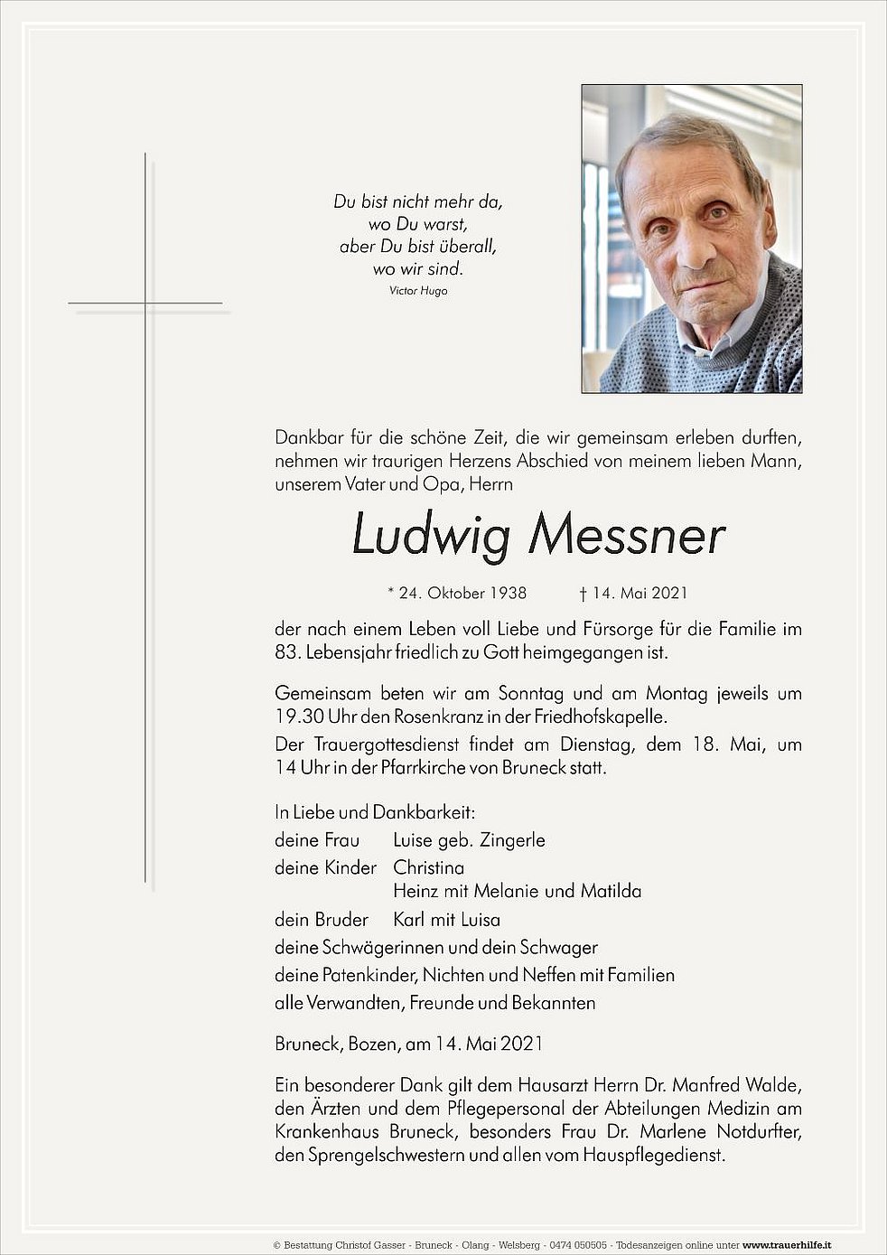 Ludwig Messner aus Bruneck -  - das Südtiroler Gedenkportal
